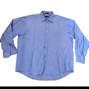 CHAPS Men Classic Fit Blue Button Down Dress Shirt Size 17.5 34/35